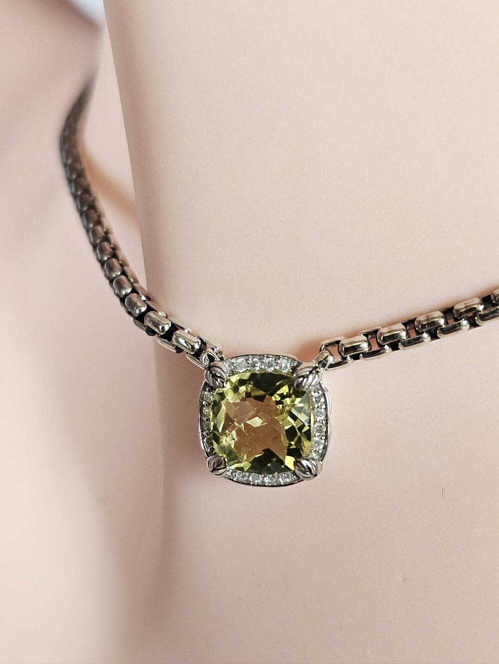 Authentic JAI John Hardy Lemon Quartz & Diamond Necklace Sterling Silver - Picture 7 of 8